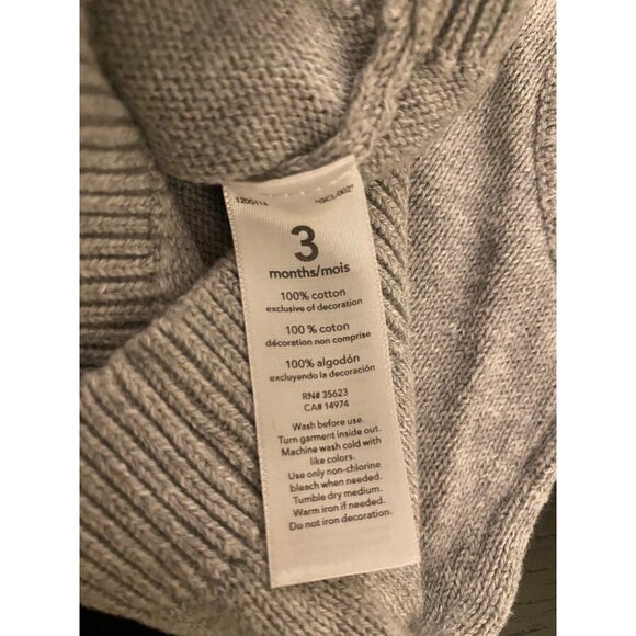 Carters Baby Infant 3mth Grey Knit Sweater Vest Boys V-Neck Church Holiday - Picture 4 of 9